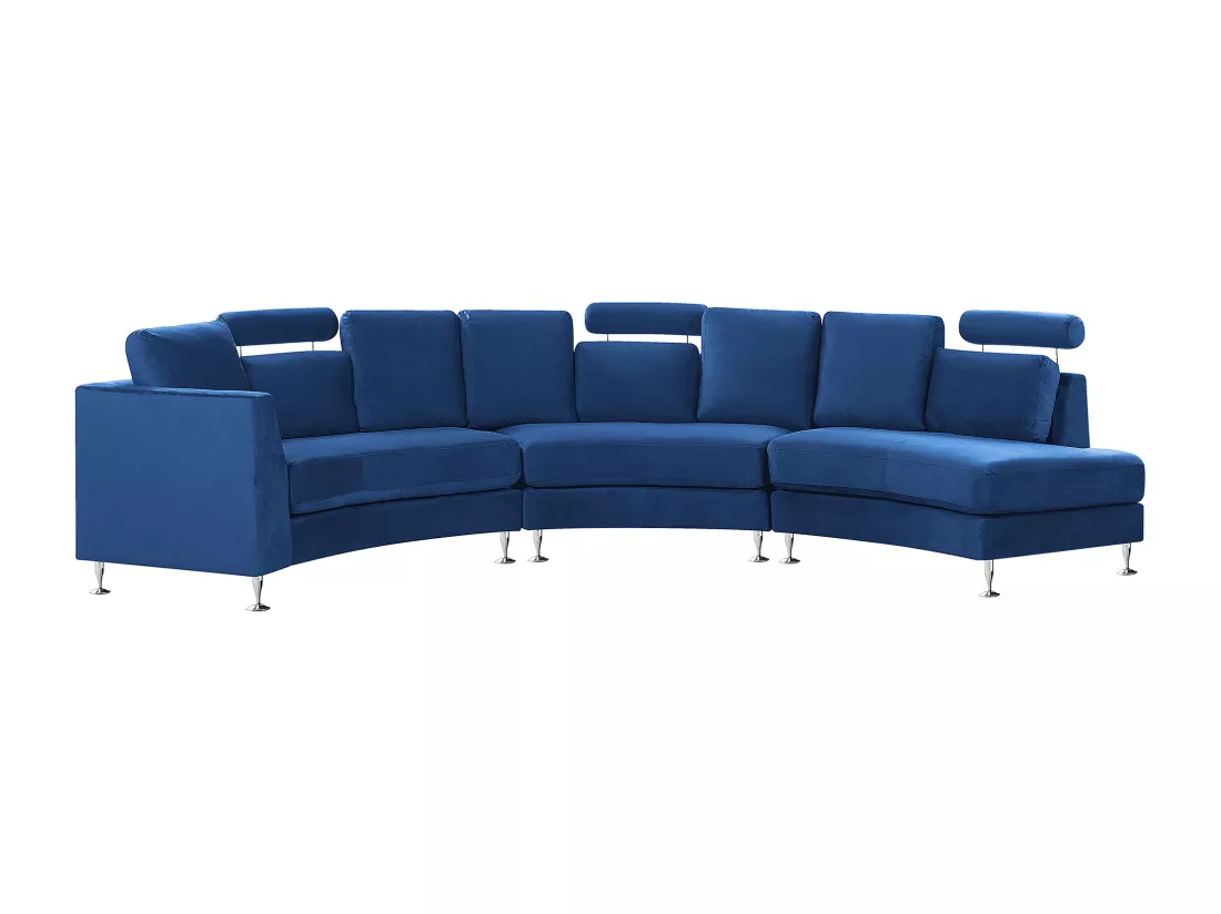 Canapé circulaire modulable en velours bleu marine 8 places ROTUNDE