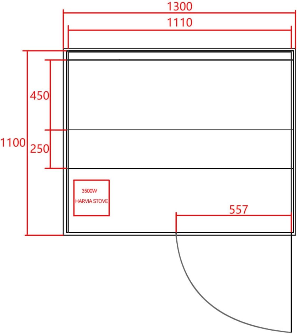 SANOTECHNIK Infrarotkabine PANORAMA BLACK – Infrarotsauna 2 Personen 130×120×200cm, Harvia 3,5kW Ofen, LED-Farblicht, ESG-Glas – Art.Nr.: J61130