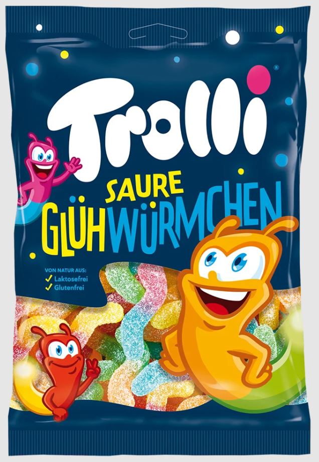 Trolli Saure Glühwürmchen 1kg Fruchtgummi MHD:1.7.26