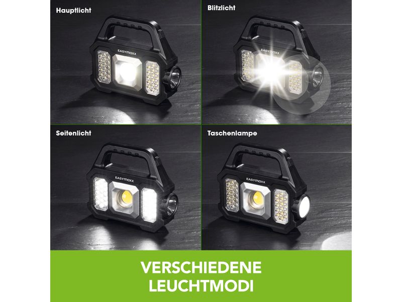 EASYmaxx Arbeitsleuchte Solar-Leuchte 3.7 V Mobile Arbeitsleuchte mit Powerbank