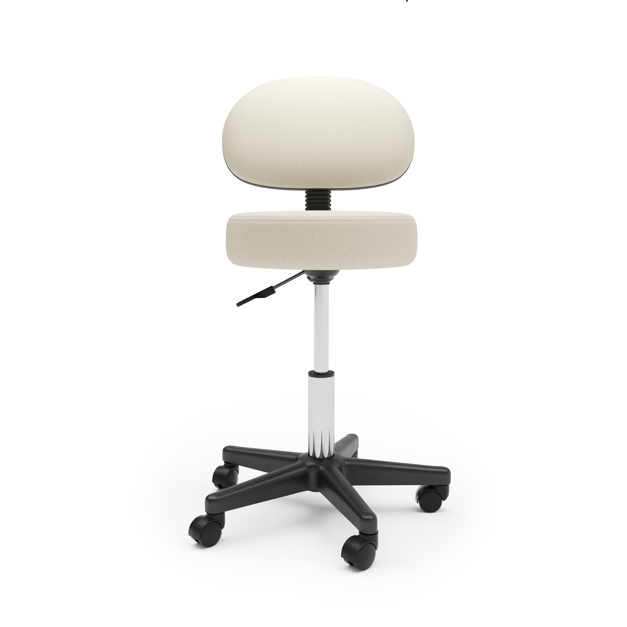 Drehstuhl Rollhocker mit Rückenlehne beige