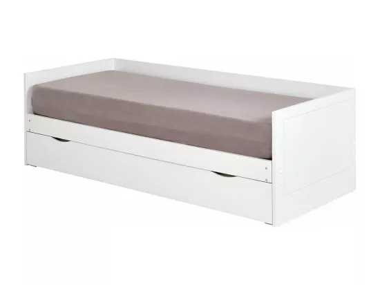 Lit gigogne avec tiroir 80x200 cm panneaux de fibres blanc MOLLY