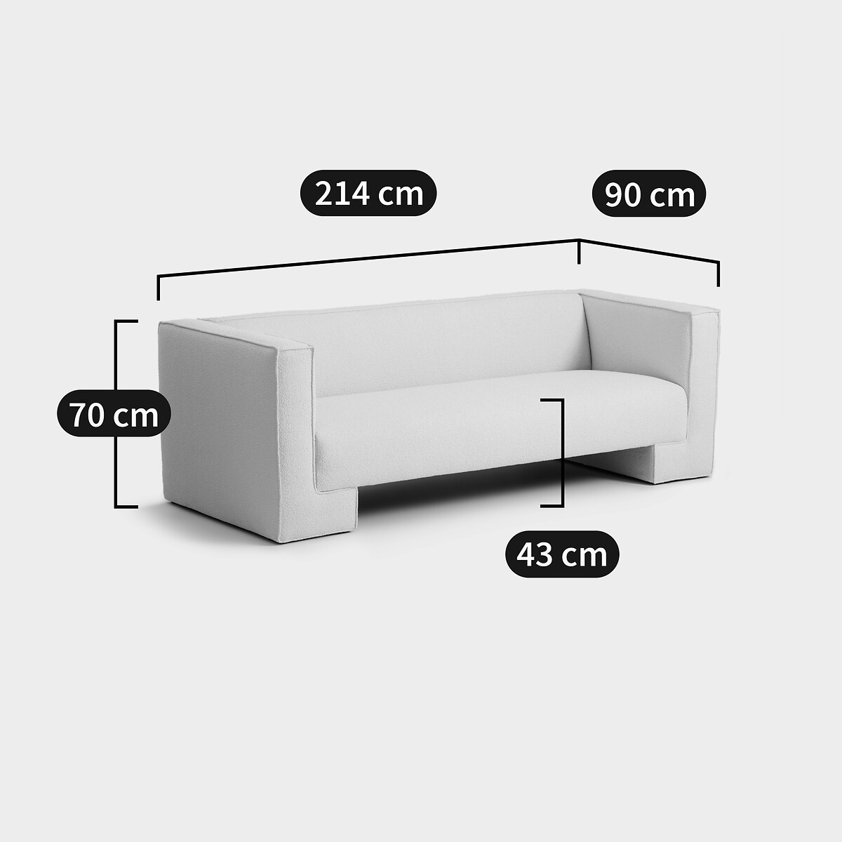 LA REDOUTE INTERIEURS<br>Sofá de 3 lugares, bouclette fino, Capu