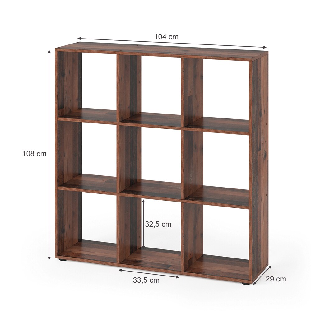 Vicco Raumteiler Standregal Bücherregal Nove 9 Fächer Old Style Hochregal