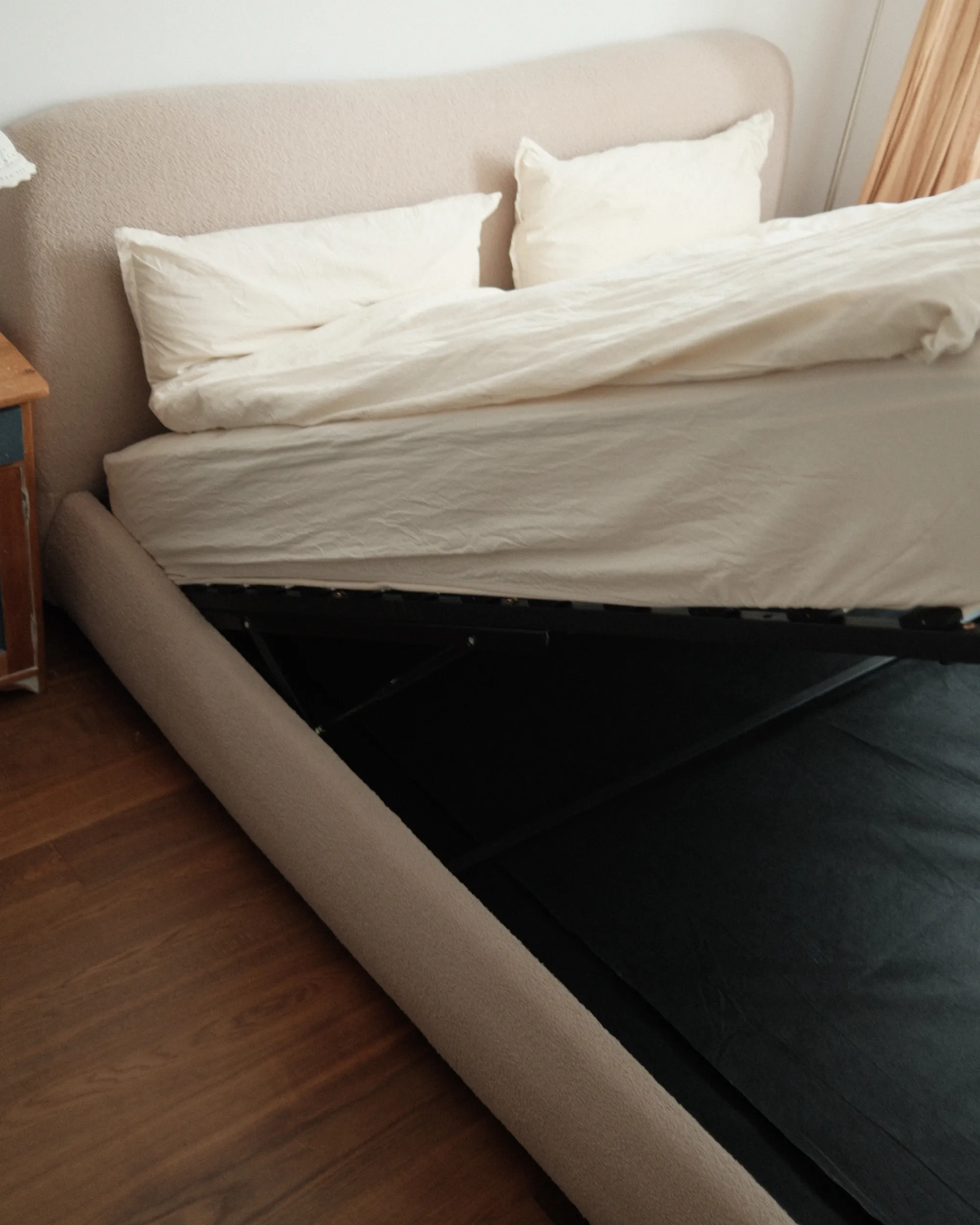 Bed met opbergruimte Bouclé BLAGNAC 180 x 200 cm Beige