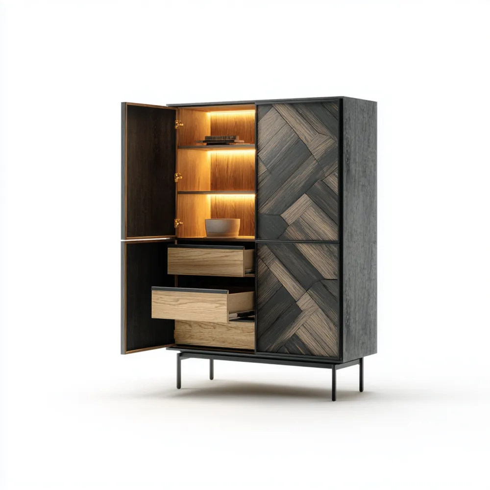 Moderner Dekoschrank Holz 100x45x160 cm - Dunkelbraun