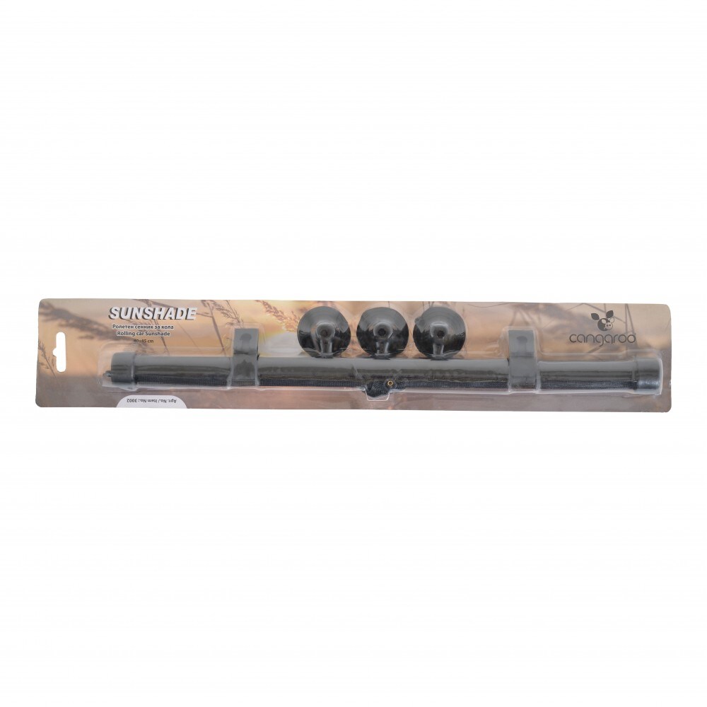 Cangaroo Kinder Autofenster-Sonnenrollo 40,5 x 45 cm drei Saugknöpfe, mit Motiv schwarz