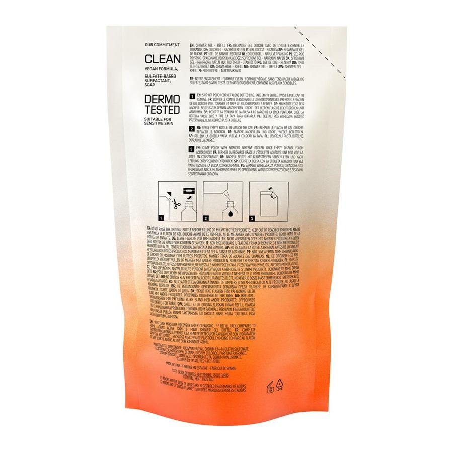 Adidas Active Skin & Mind Energy Kick Shower Gel Refill For Women & For Men 400ml