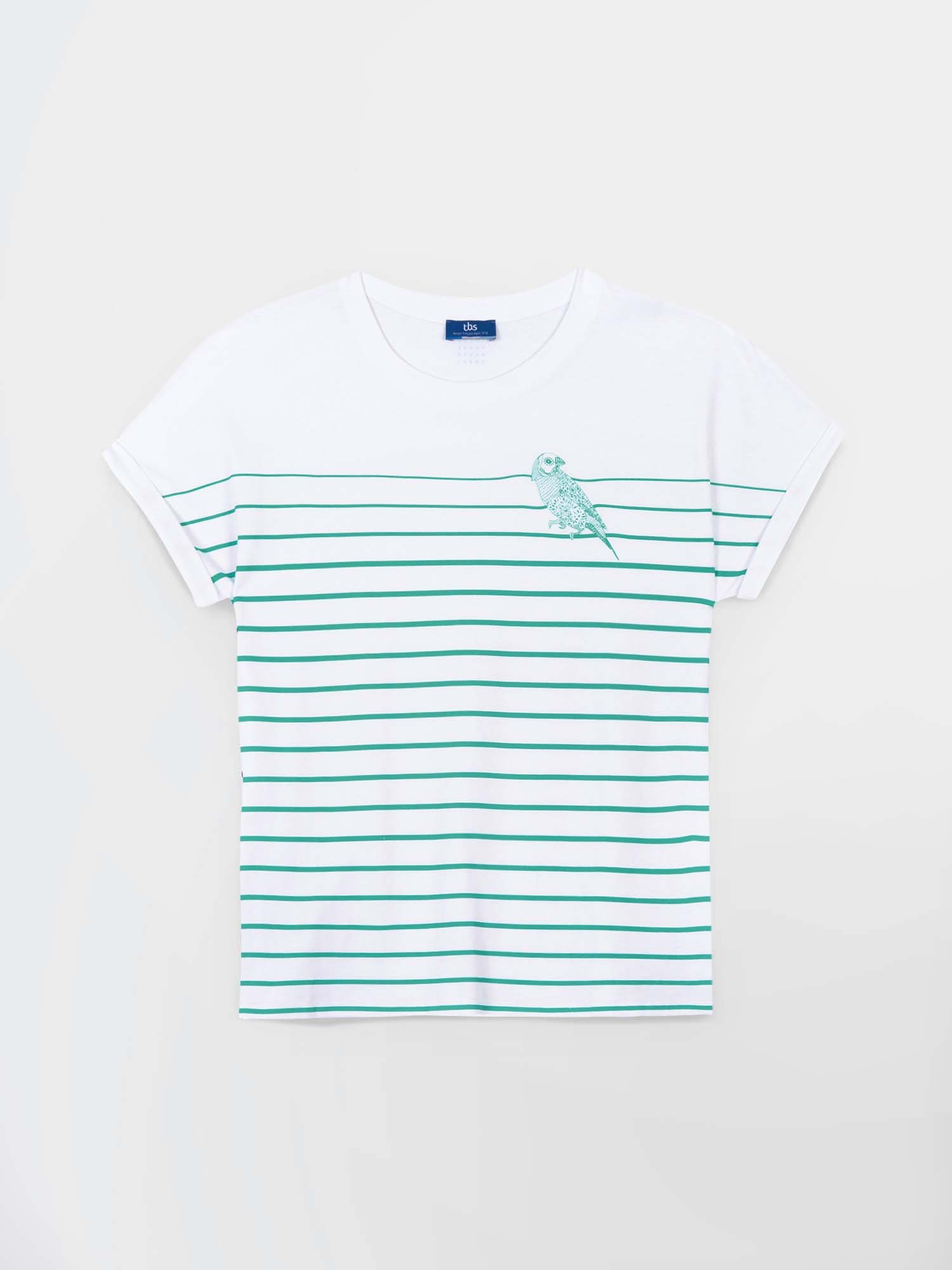 Tee Shirt Femme Marinière Coton Biologique Vert