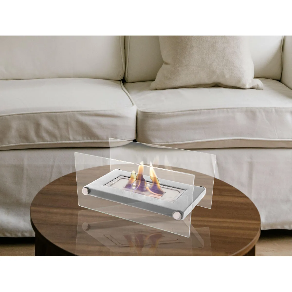 Purline Cheminée éthanol de table inox