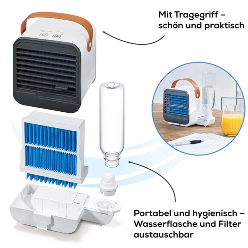 (14x14cm) 2.5W LV 50 Fresh Breeze Tischventilator USB Lüfter Luftbefeuchter (68401) - Weiss