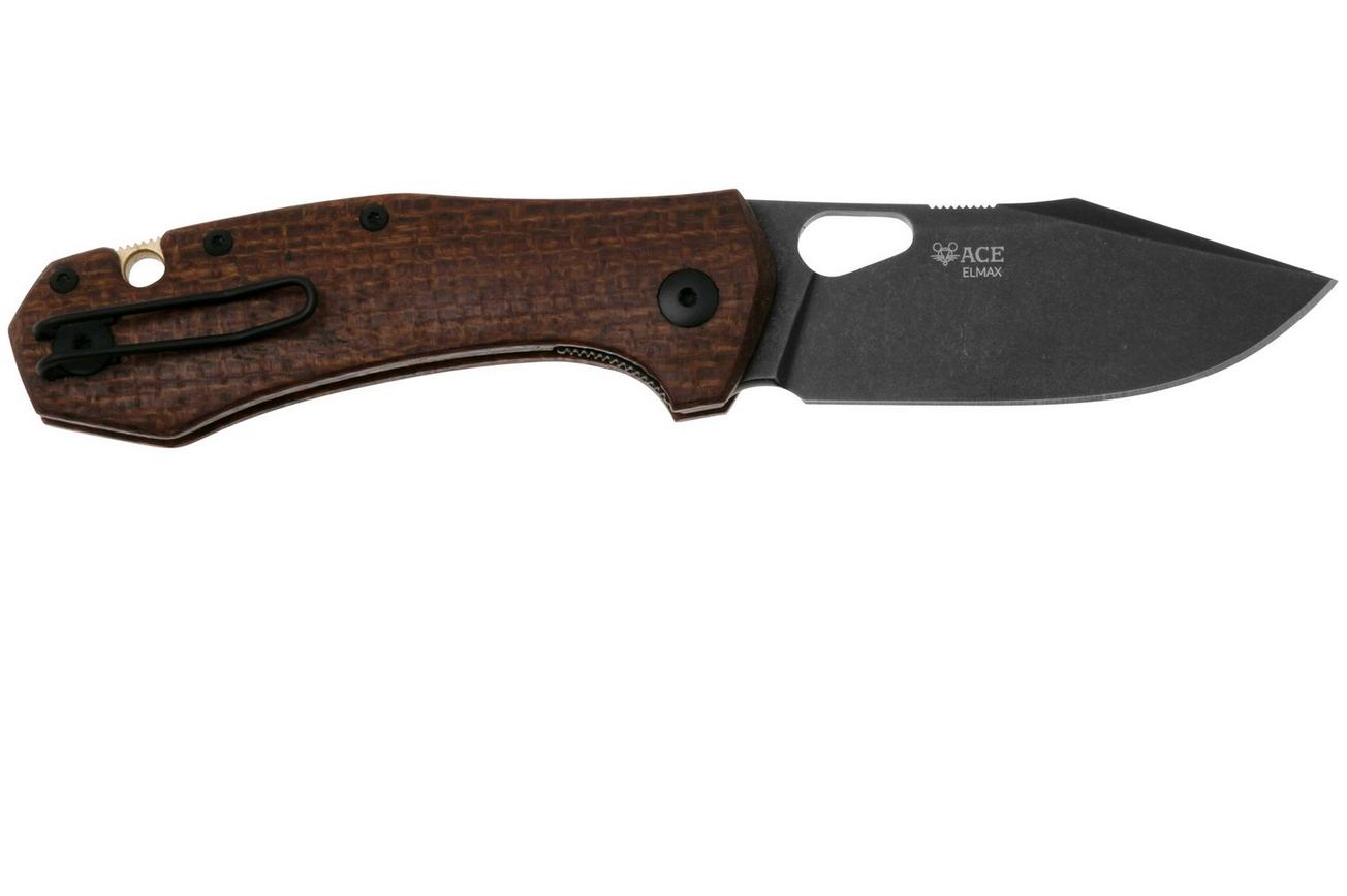 GiantMouse ACE Atelier, Elmax Stonewashed, Burlap Micarta, Limited Edition zakmes