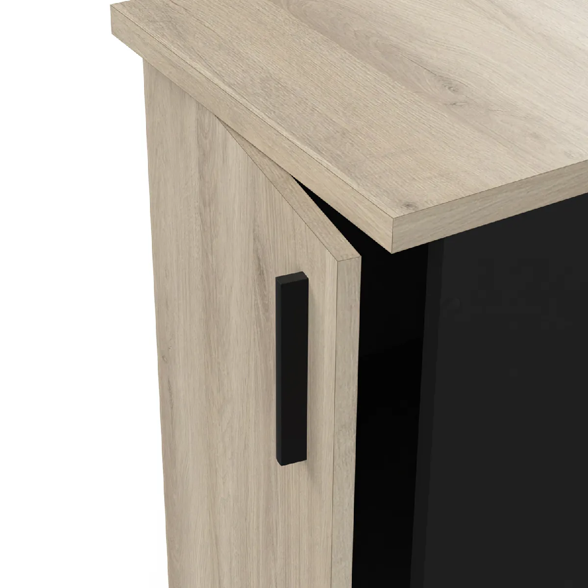 Pegane Meuble Bas Cuisine 1 Porte - Chêne Kronberg Noir