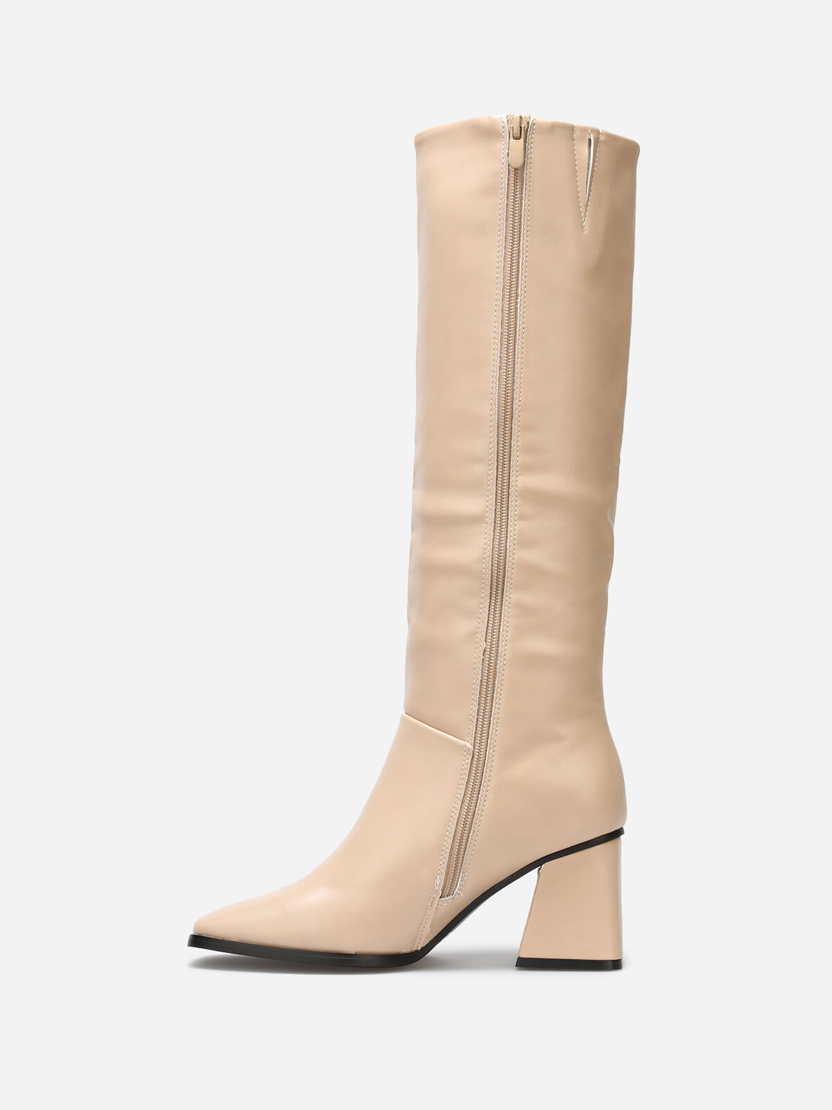 Bottes talon trapèze et bout carré- Beige