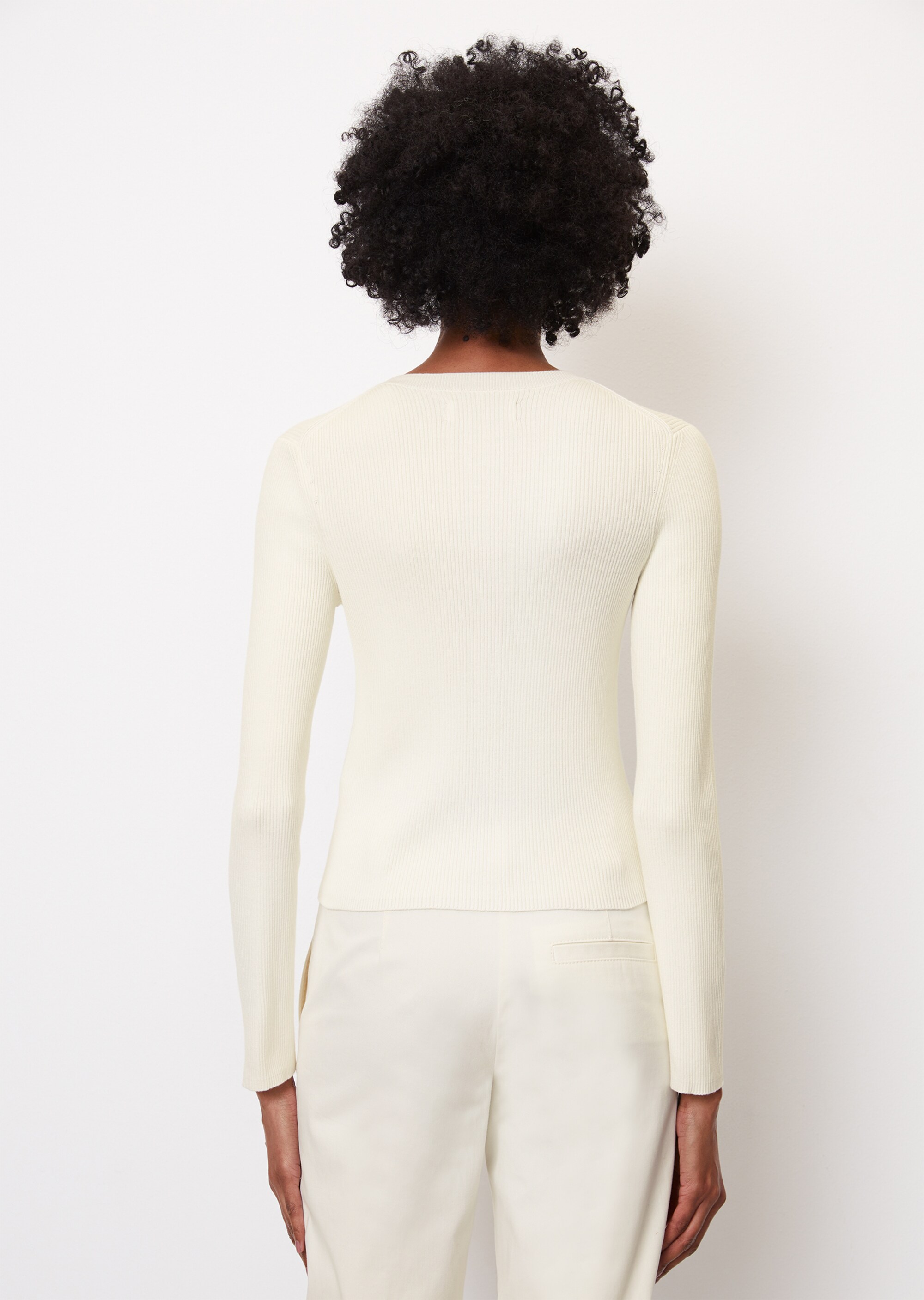 Rippstrick-Rundhals-Cardigan aus Organic Cotton-Garn