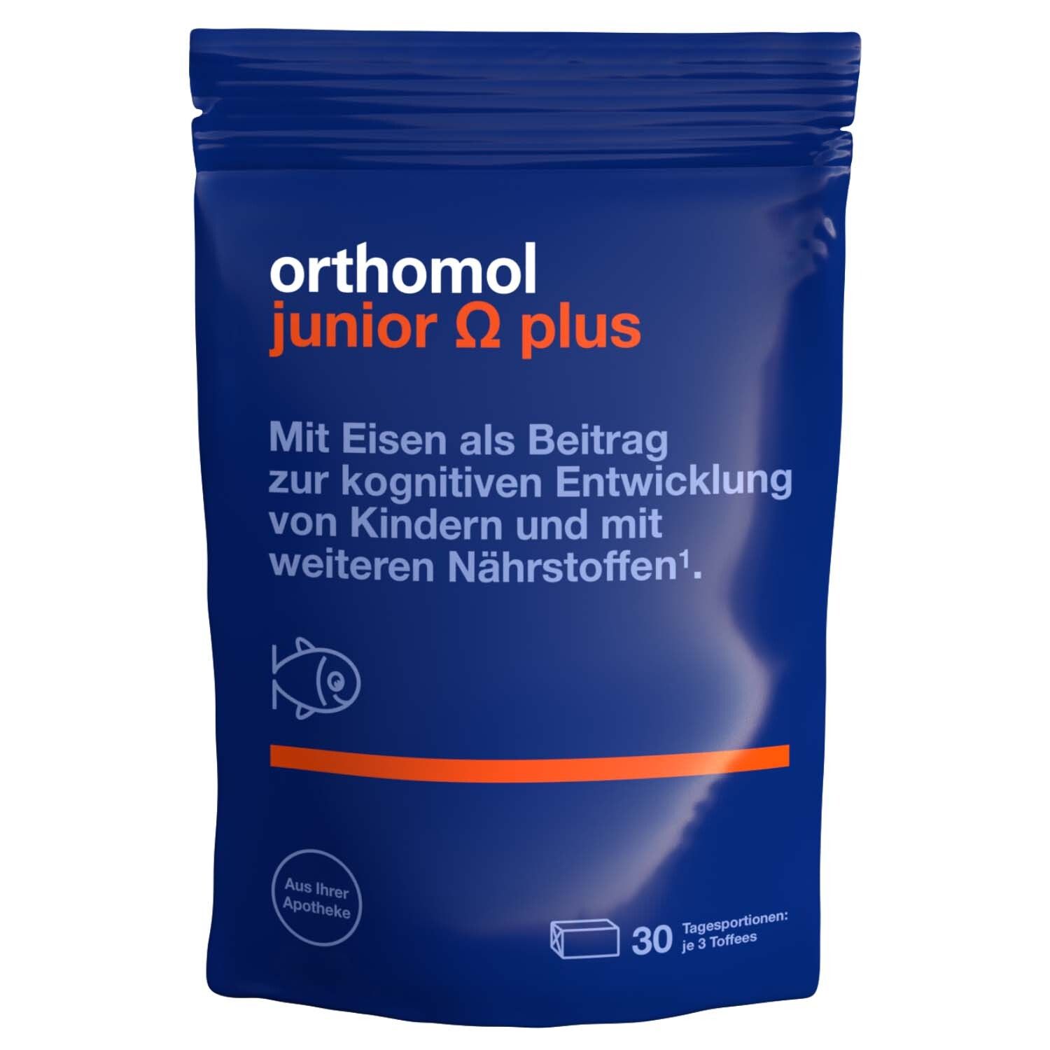 Orthomol junior Omega plus - zur kognitiven Entwicklung bei Kindern - mit Eisen, Omega-3-Fettsäuren und Vitamin B12