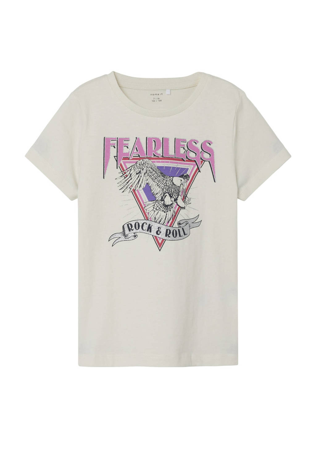NAME IT T-shirt NMMBERTE met printopdruk wit/roze