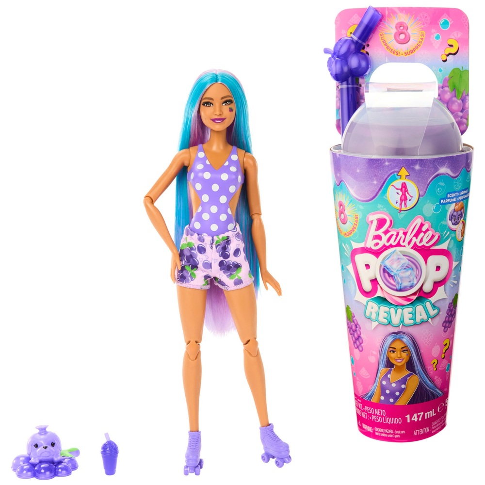 Barbie Pop Reveal Fruchtserie – Puppe und Überraschungen mit Traubenduft