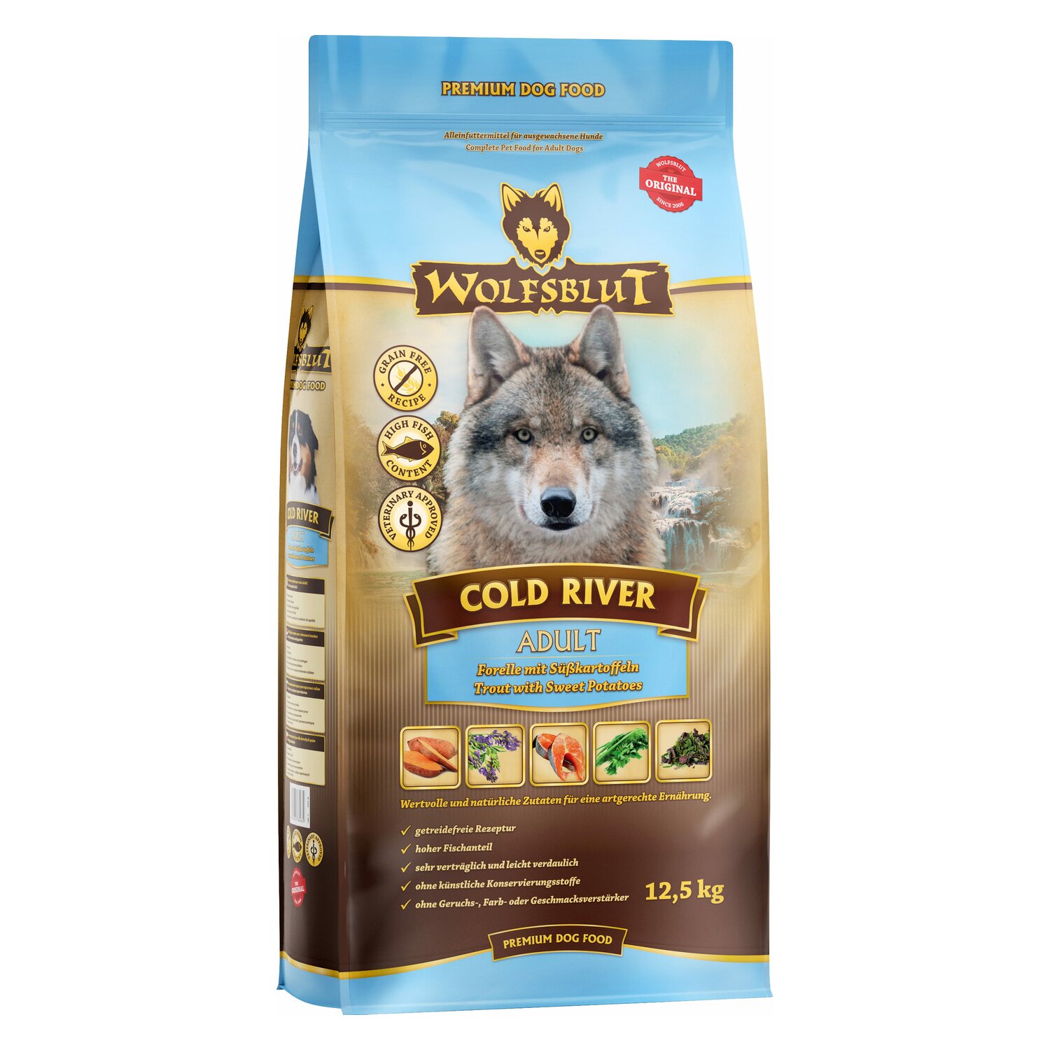 WOLFSBLUT Trockenfutter Adult Cold River - 12.5kg - Forelle