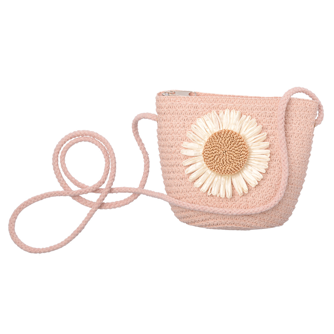 Topolino Mini-Umhängetasche aus Papierstroh rosa