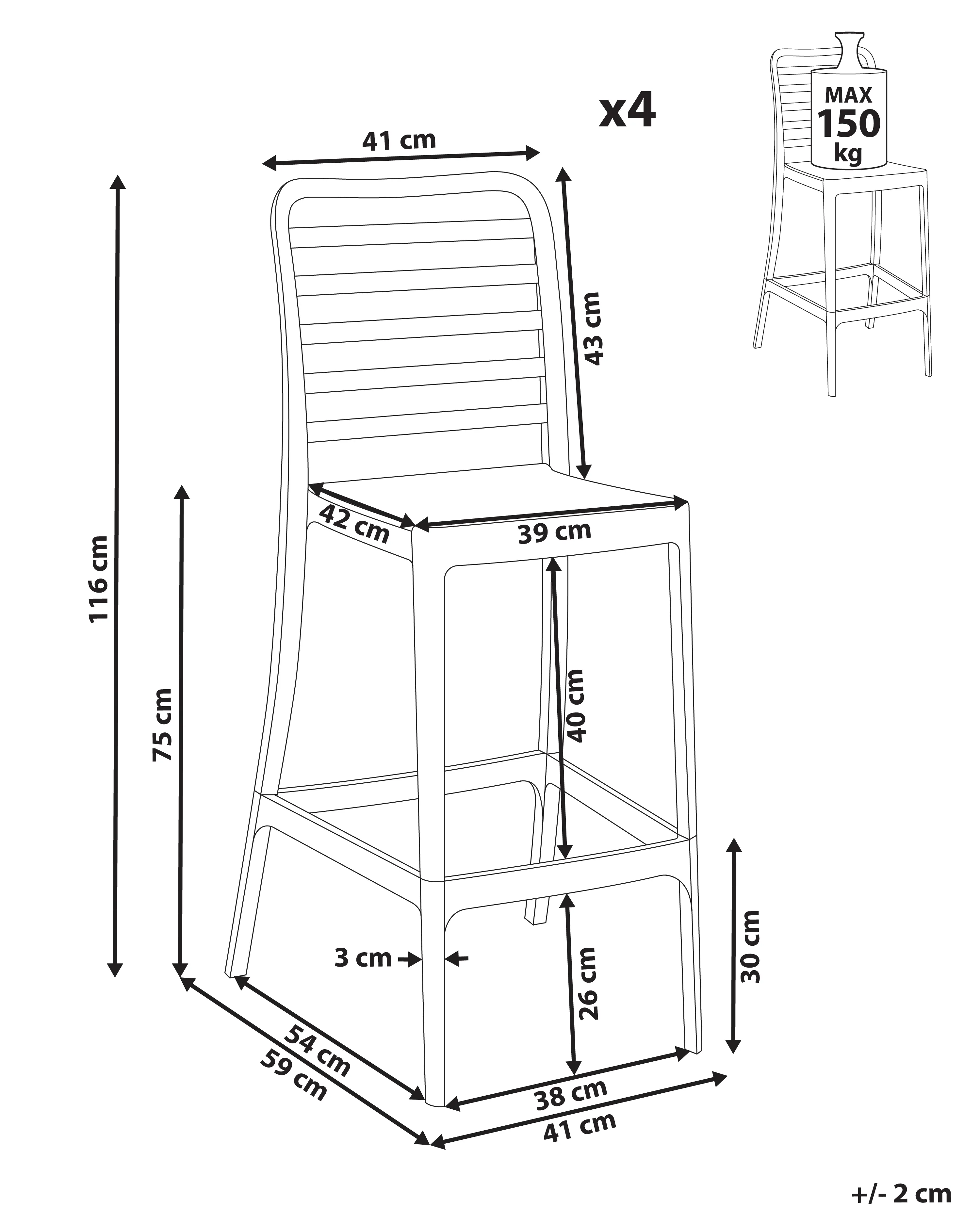 Set van 4 barstoelen SECEDA Synthetisch materiaal 2 in 1 Zwart