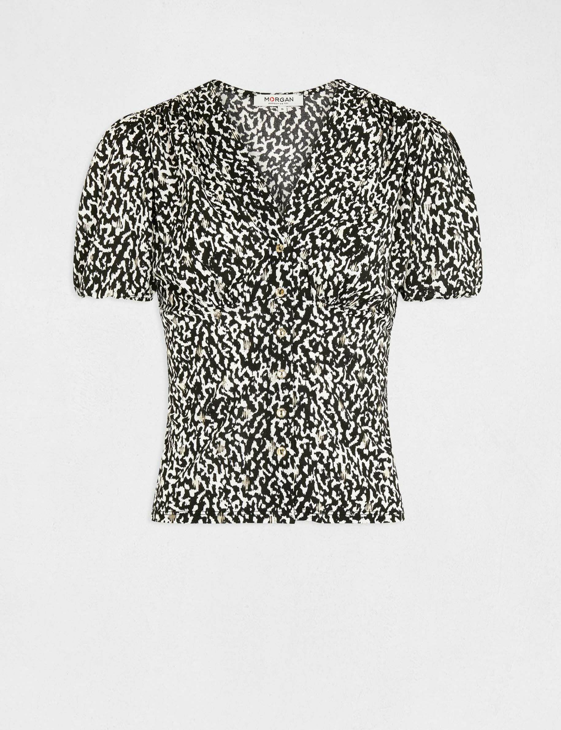 T-shirt à boutons imprimé animalier multico femme - multico