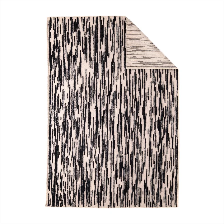 nanimarquina - Doblecara 1 Wollteppich, wendbar, 170 x 240 cm, schwarz / weiss