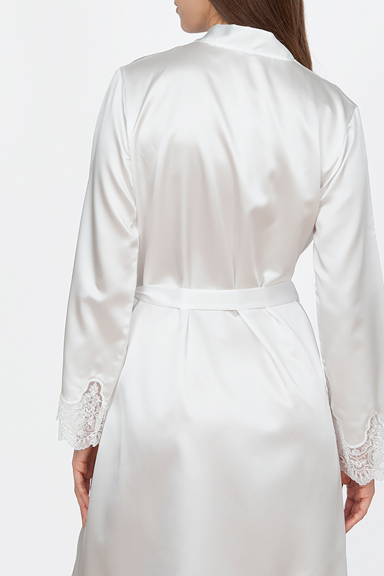 Robe curto de cetim branco-bege da Ivette Bridal para mulheres