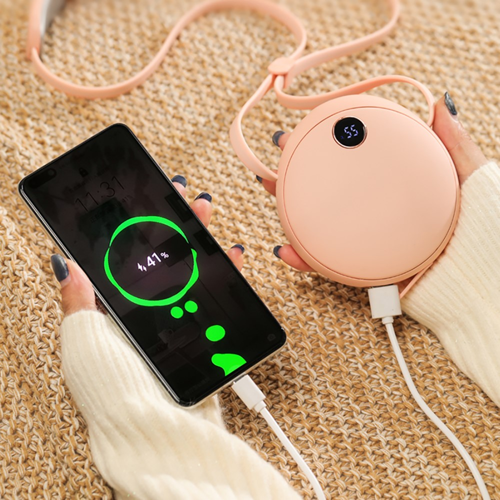 (10W) 10000mAh 3in1 USB A Powerbank Ladegerät   Handwärmer / Nackenwärmer - Weiss