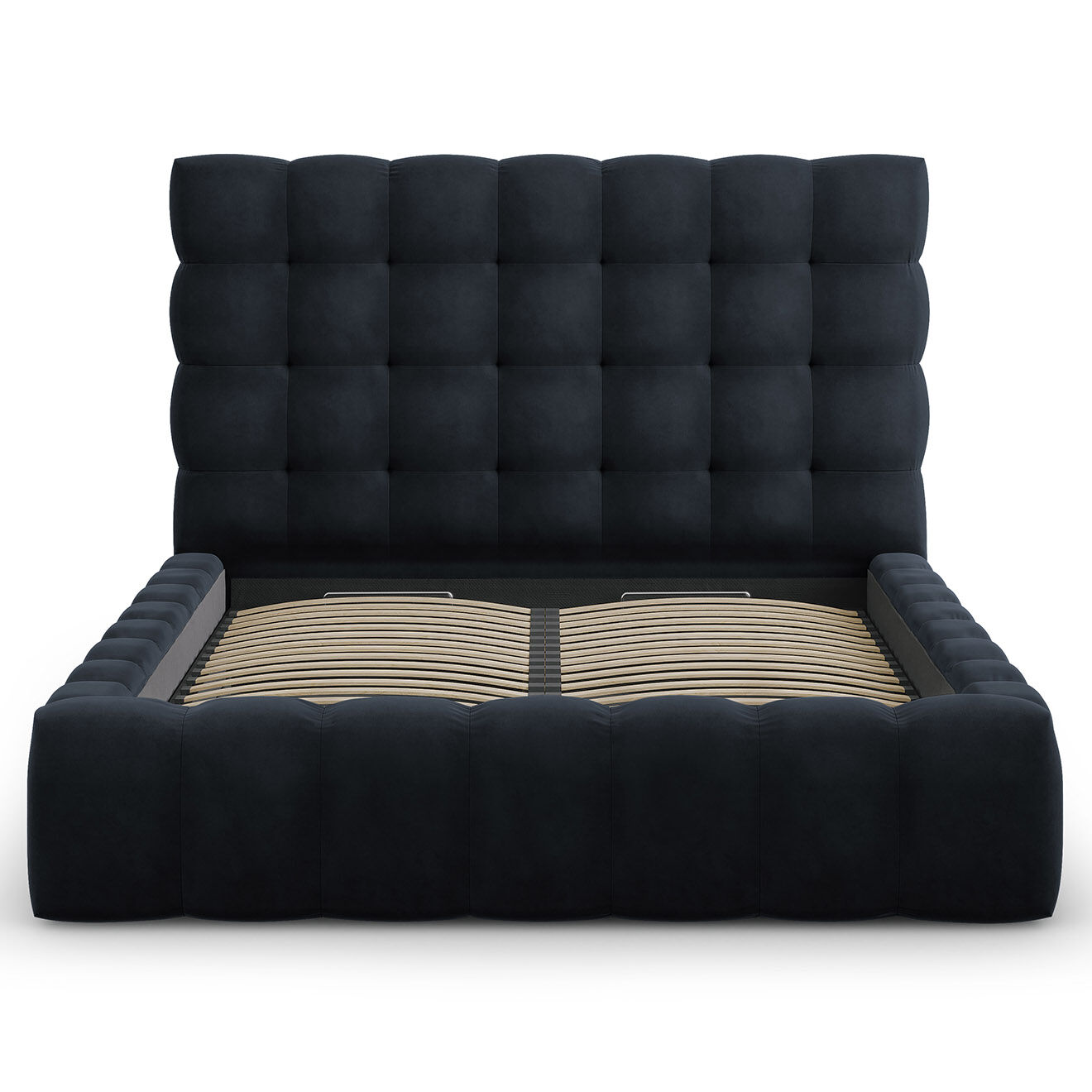 Cosmopolitan Design Lit avec coffre de rangement Bali Velours bleu foncé - 140x200 cm