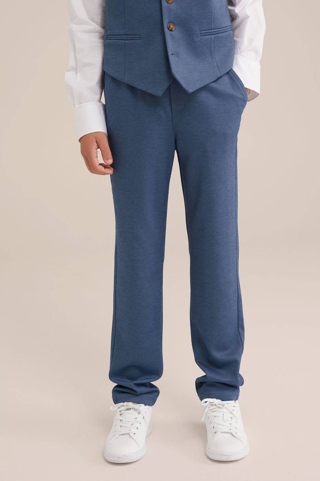 WE Fashion slim casual broek blauw