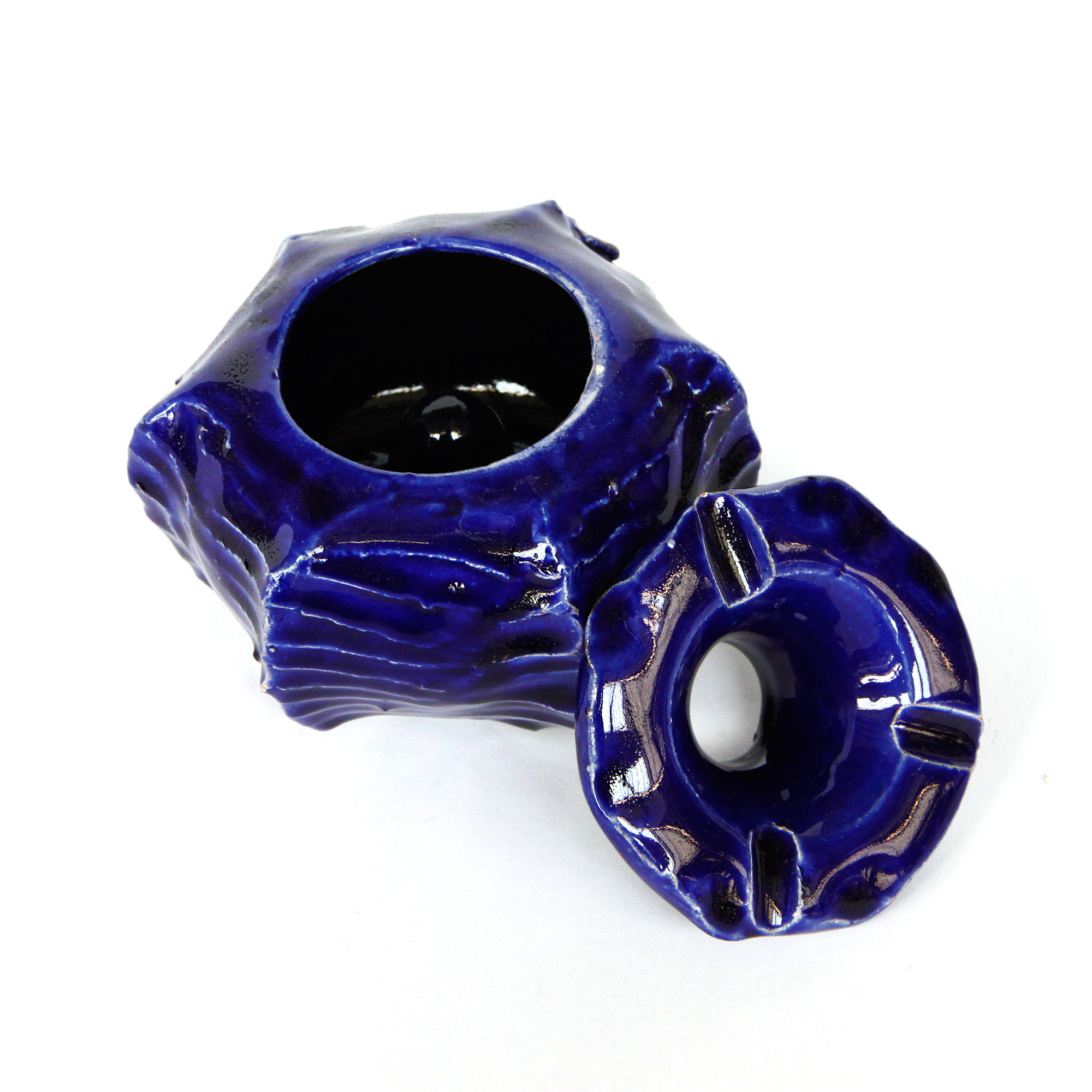 Keramik Aschenbecher blau, Ø 12 cm, H 9 cm von fischer's lagerhaus