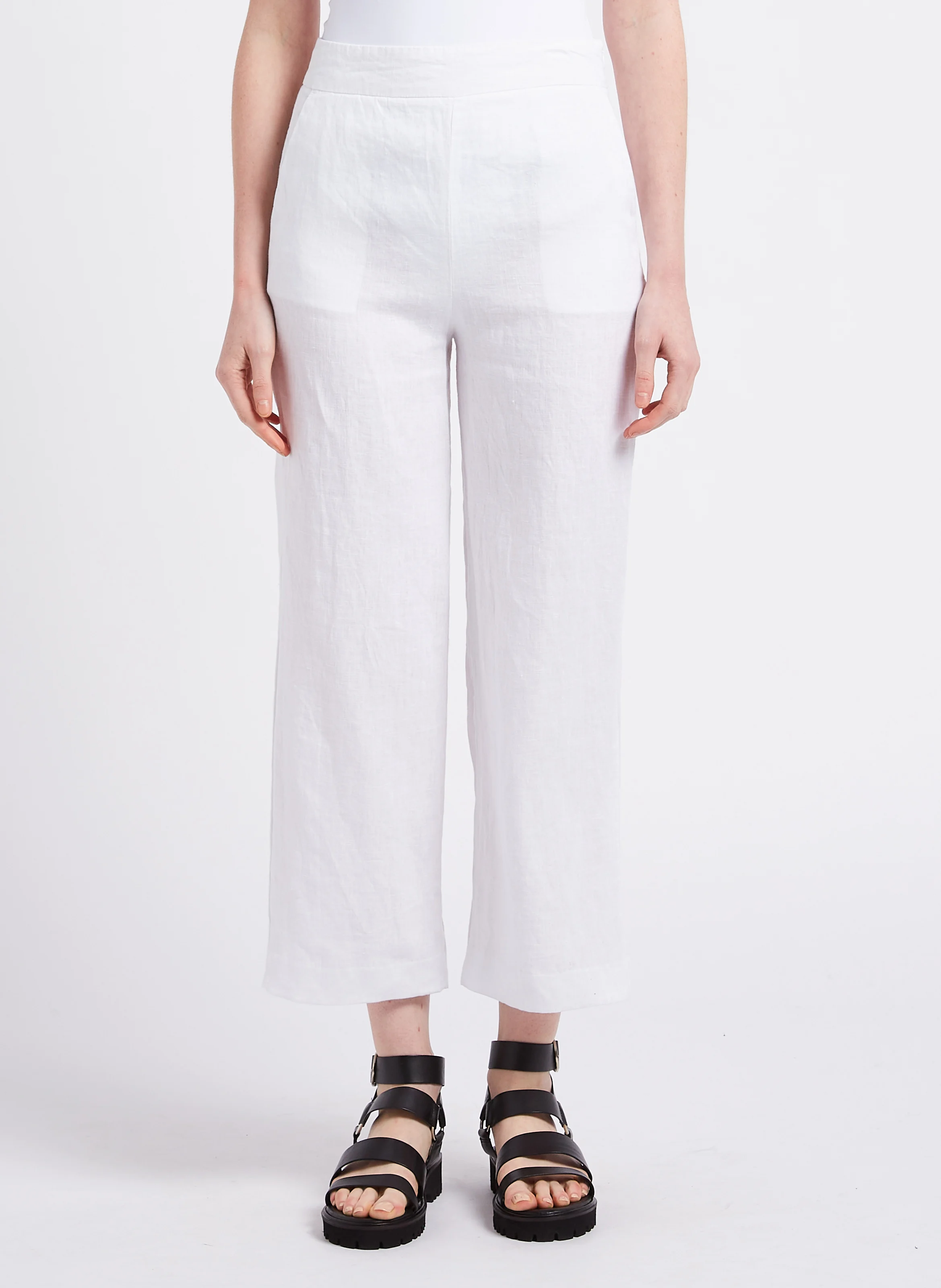 PIO - Pantalon droit en lin| Blanc