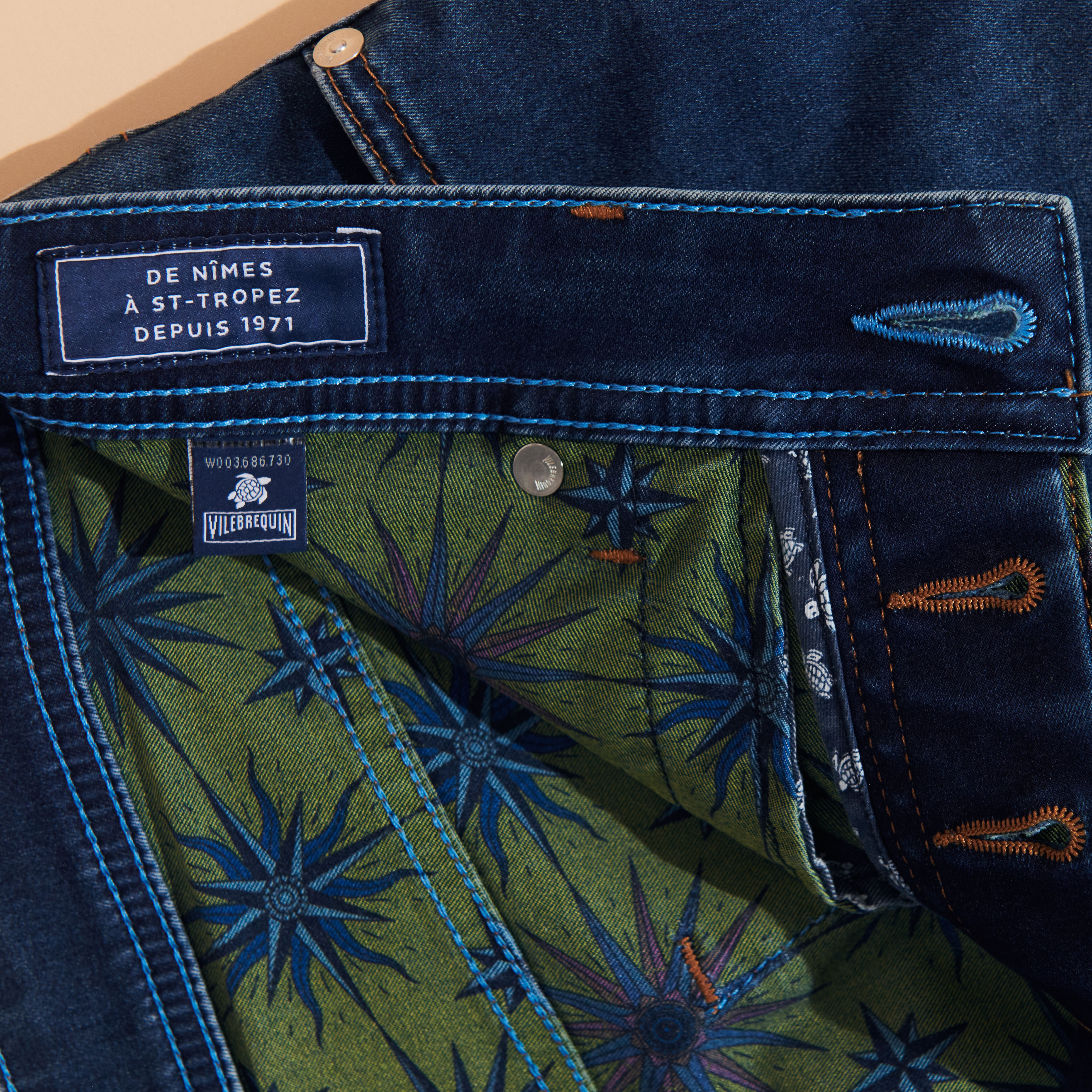 Jeans 5 Poches Homme Imprimé Sud | Jeans Homme Vilebrequin