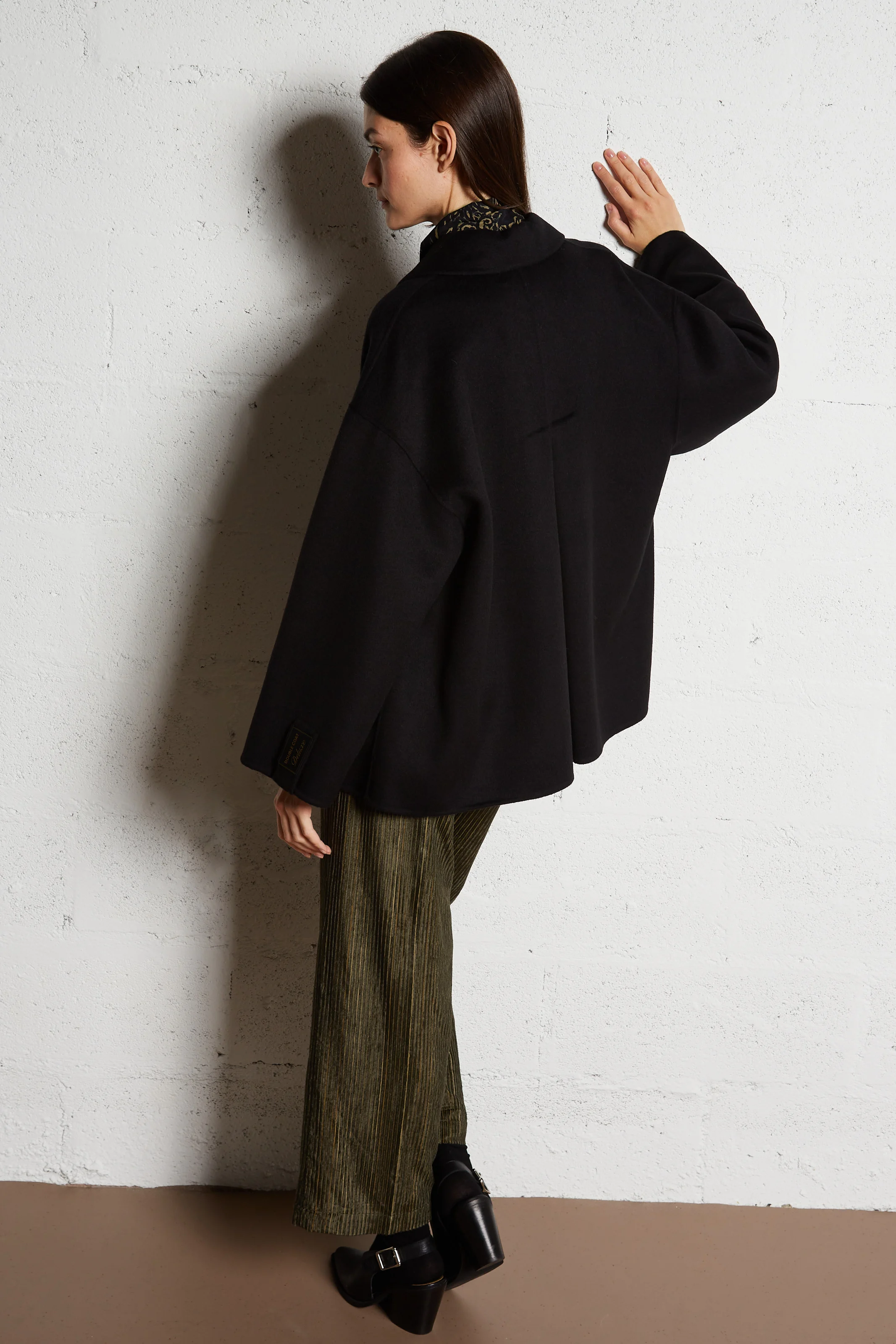 PINO - Manteau ample col tailleur en laine mélangée | Noir