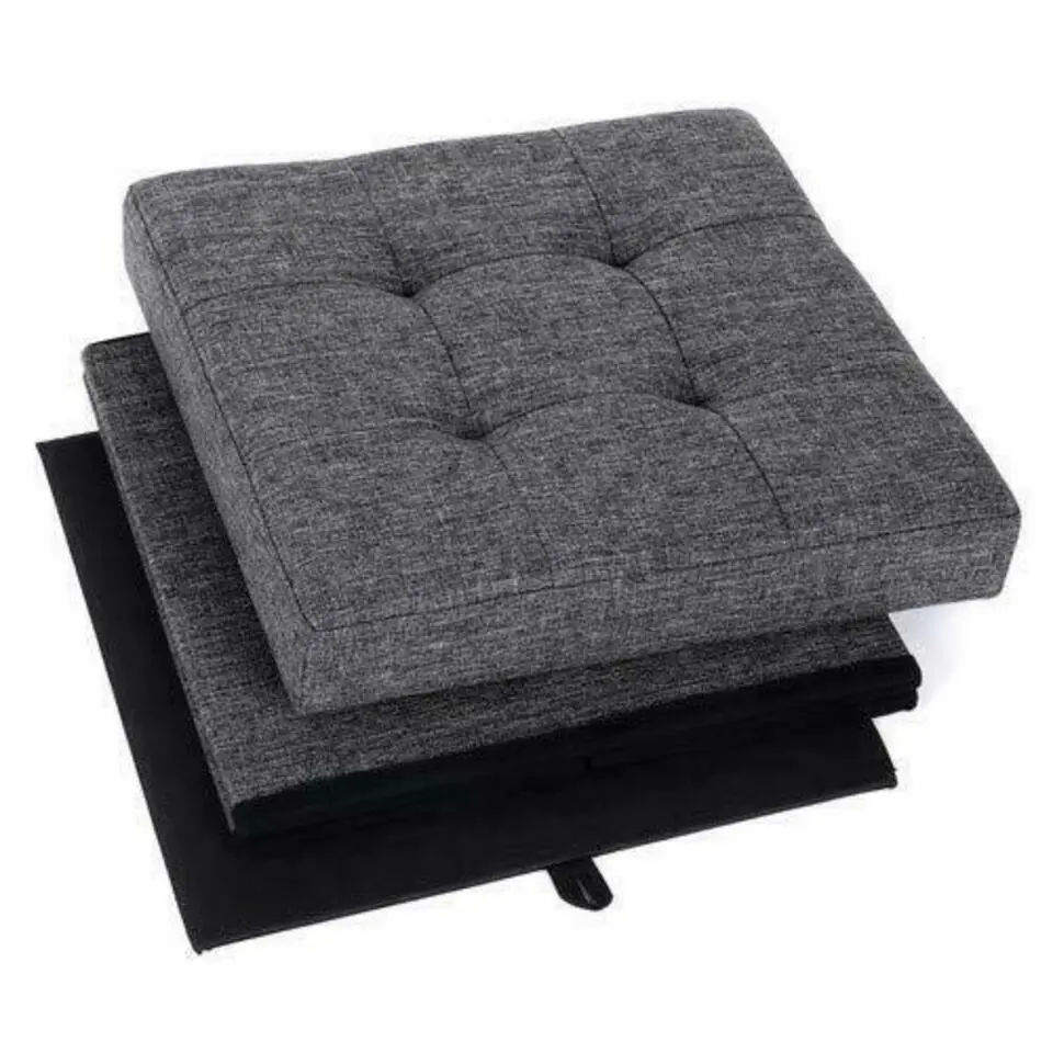 Poef - opvouwbaar - zonder poten - stof - 38 cm - donkergrijs