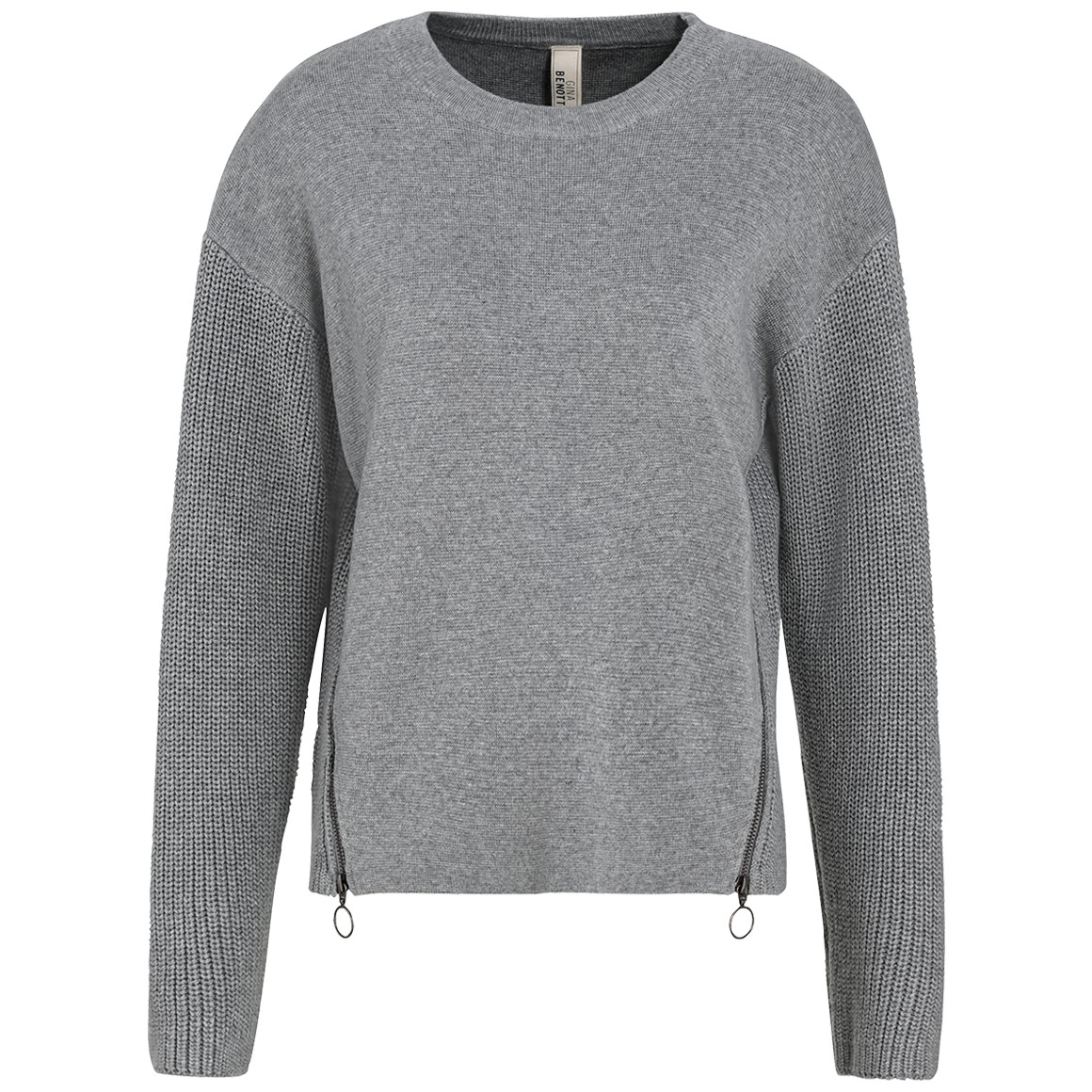 Gina Benotti Damen Strickpullover mit Reißverschlüssen grau