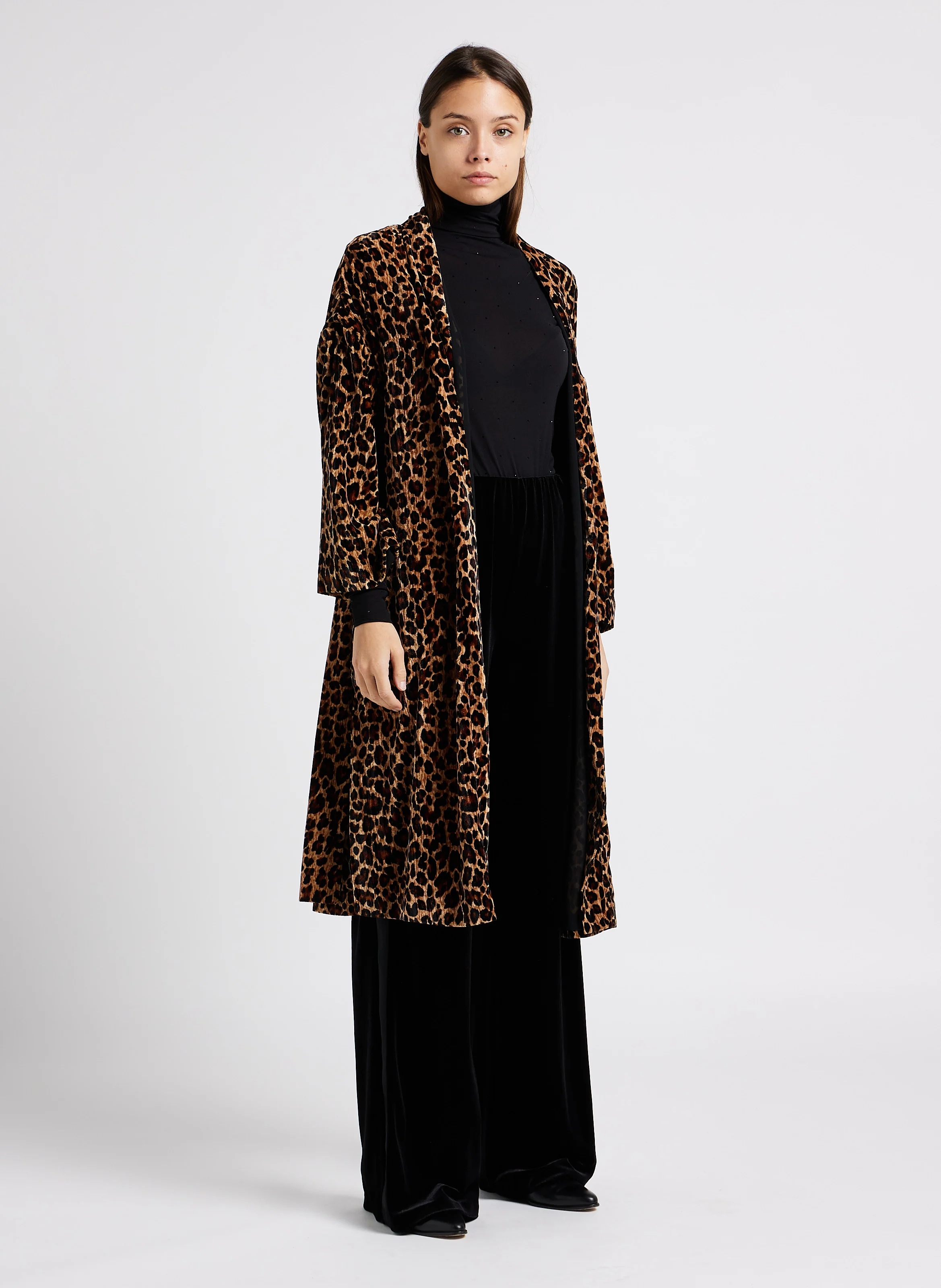 TOMBOLA - Manteau droit en velours imprimé | Multicolore