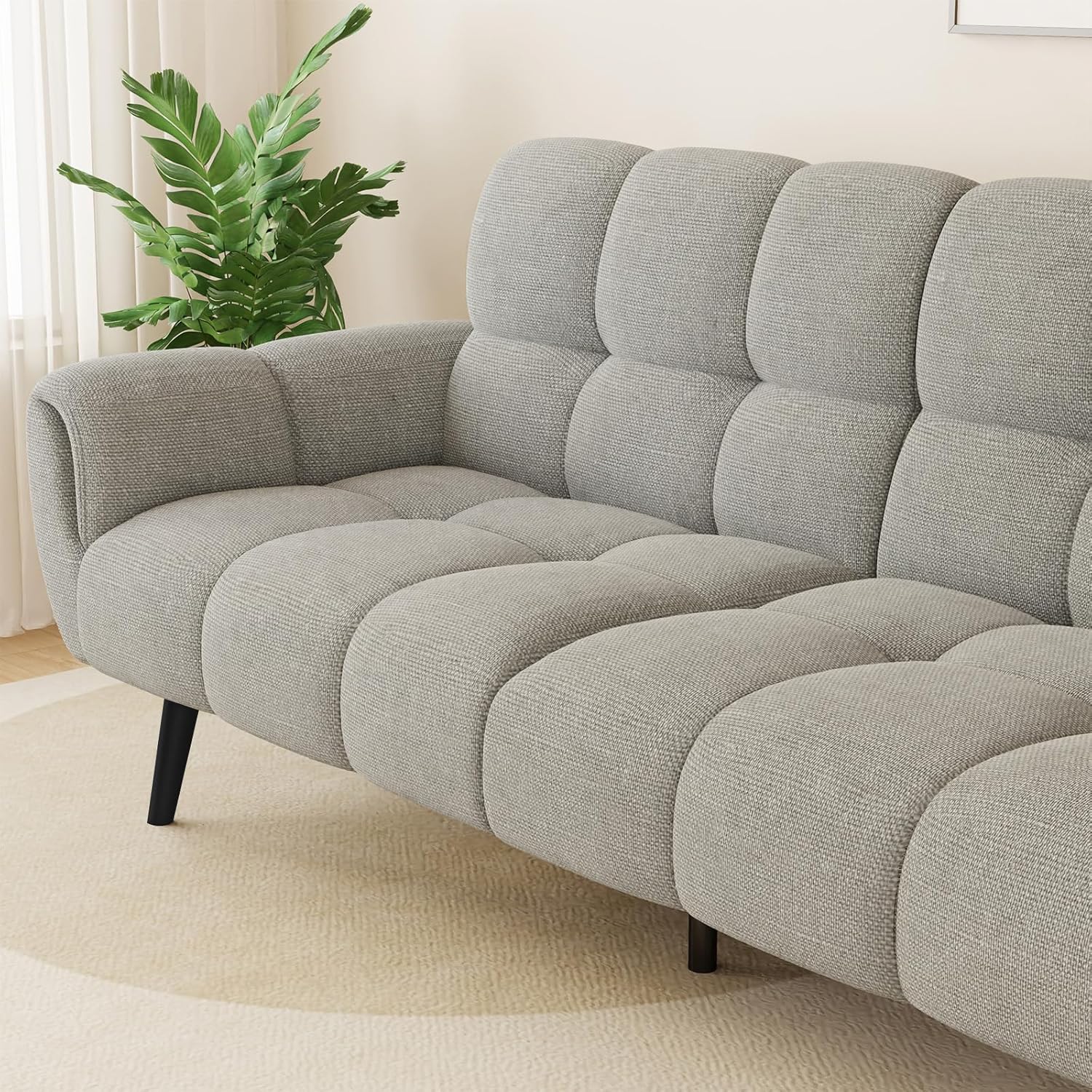 Sofa Mit Schlaffunktion, Klappsofa Sofa 3 Sitzer, Schlafsofa 155x85cm, Bequemes Geeignet Für Wohnzimmer, Büro, Lounge, Zimmer, Schlafzimmer (Hellgrau)