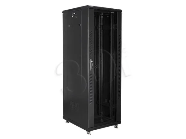 Lanberg FF01 series - Rack kabinet - med 4 køleblæsere - fritstående, gulvstående - sort, RAL 9004 - 37U - 19