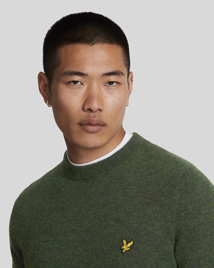 Lyle & Scott Lambswool Blend Crew Neck Jumper W507 dark green marl
