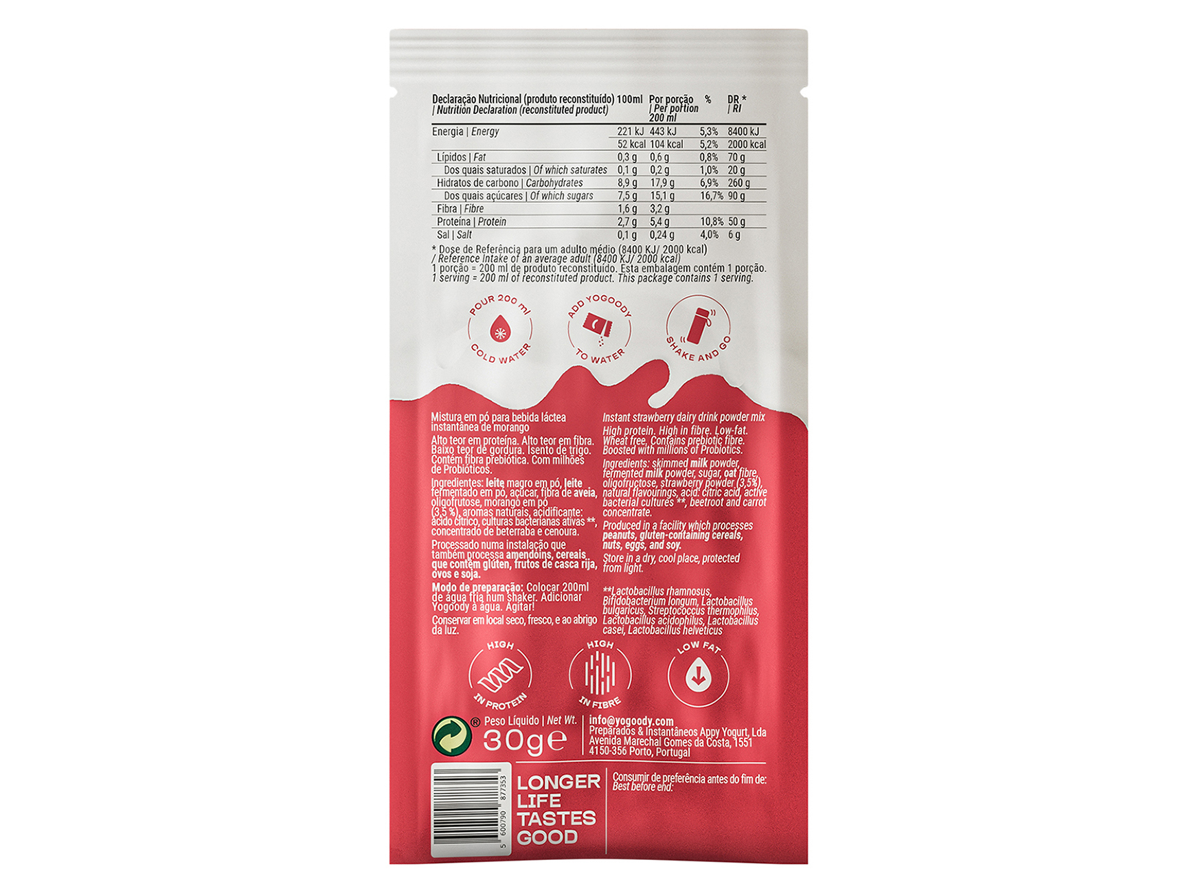 PREPARADO PARA BATIDO YOGOODY MORANGO 30G