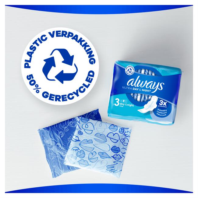 Always Ultra Maandverband Day & Night Met Vleugels 10 Stuks