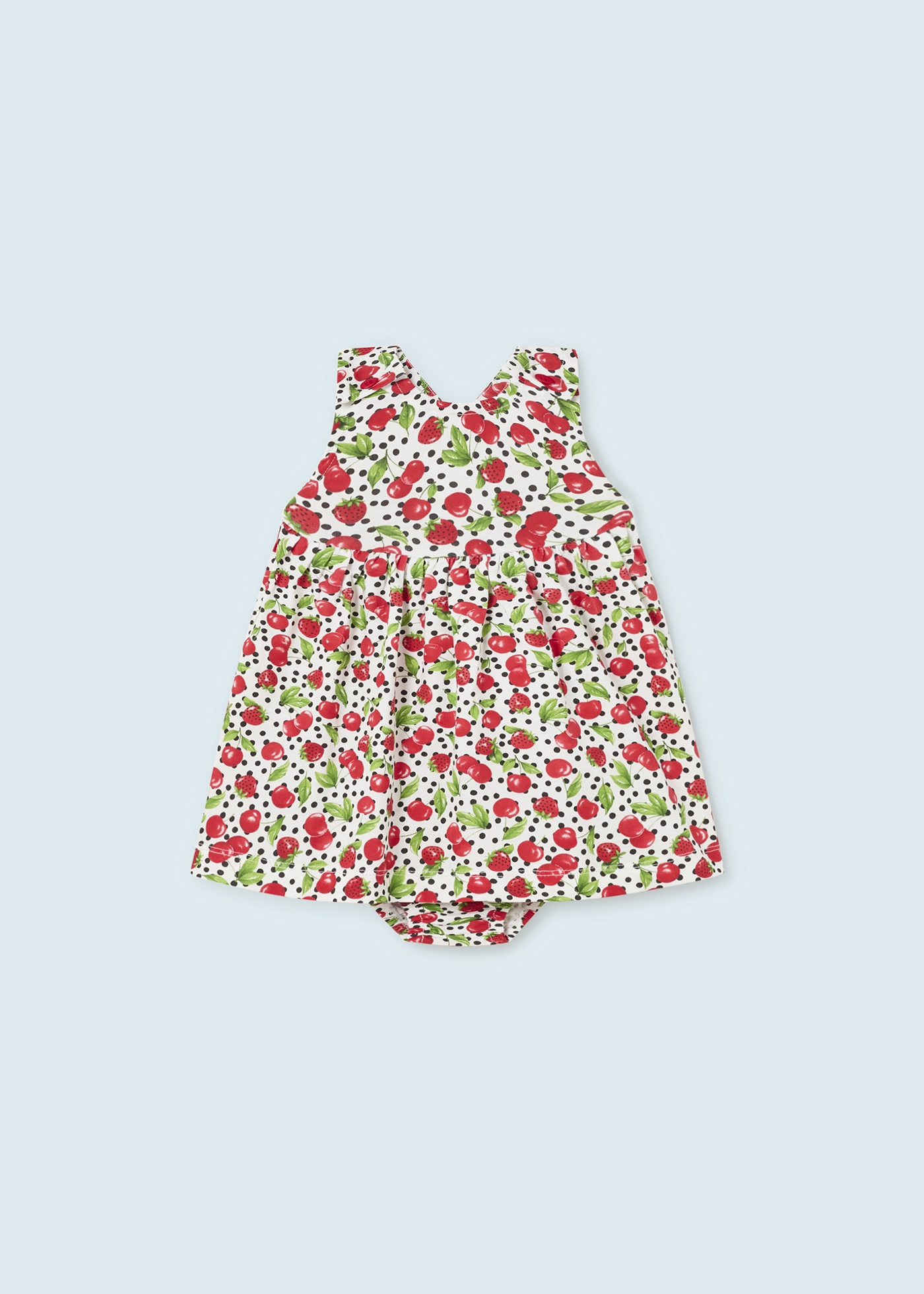 Vestido estampado com capa de fralda de algodão sustentável para bebê