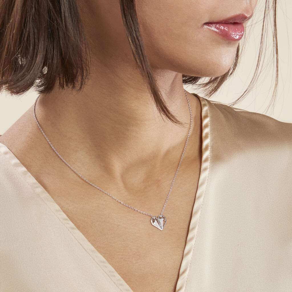 Collier Origami Argent Blanc Oxyde De Zirconium
