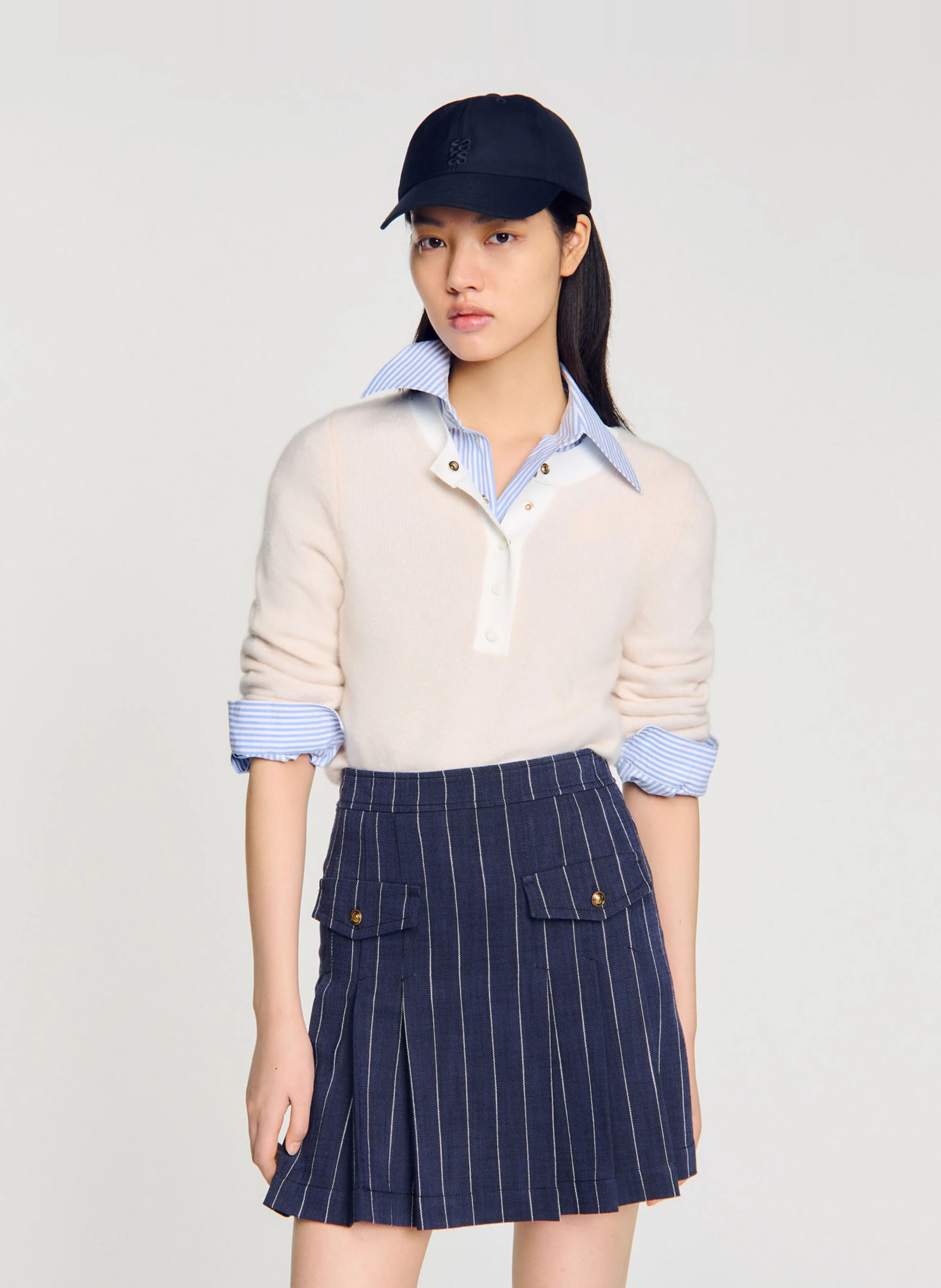Pull bicolore en laine et cachemire | Beige