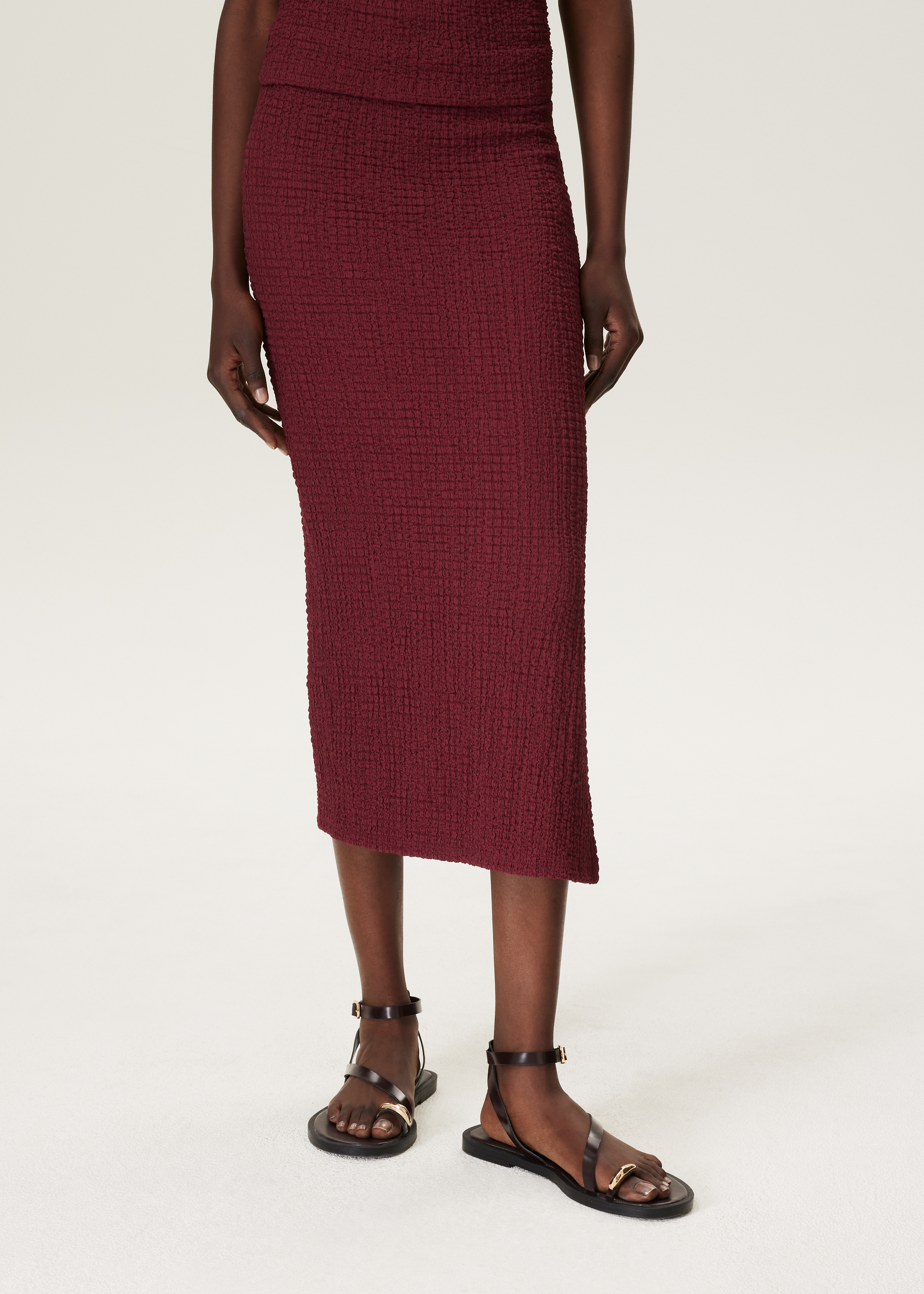 Midi rok met bubbelstructuur
