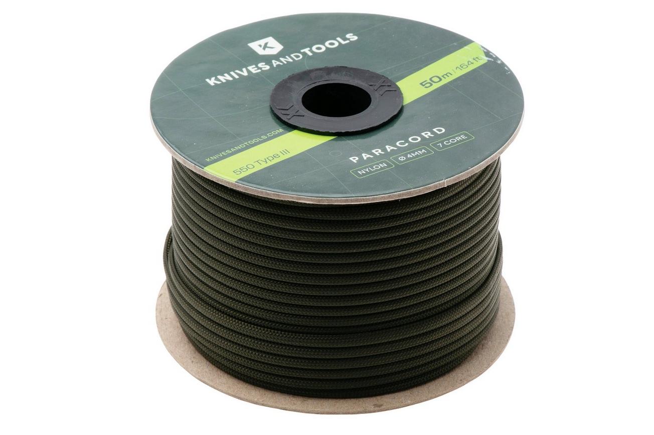 Knivesandtools 550 Paracord Type III, Army Green, 164ft (50 m)