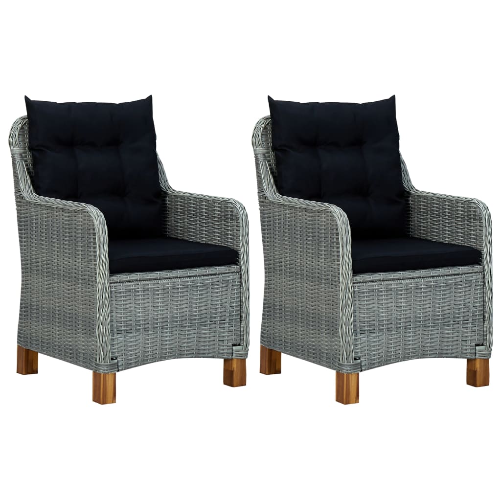 Salon de jardin meuble d'extérieur ensemble de mobilier 3 pièces avec coussins résine tressée gris clair