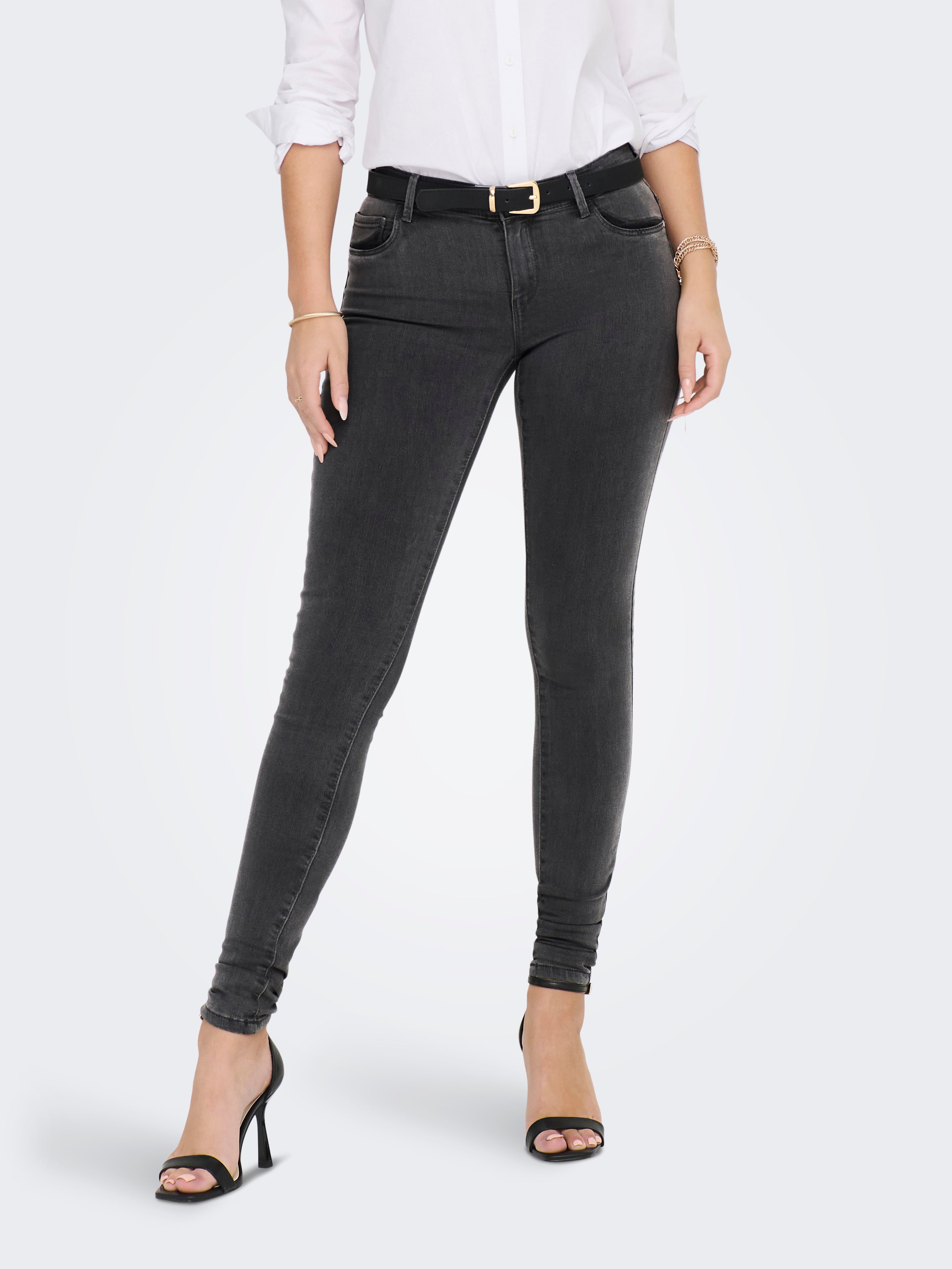 ONLRAIN Mittlere Taille Skinny Fit Jeans Dark Grey Denim